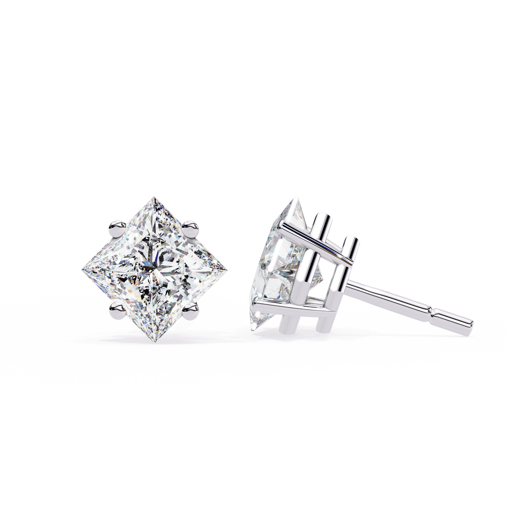 Aanya princess stud earrings by Carat House Dubai featuring elegant edge design and sparkling gemstones.