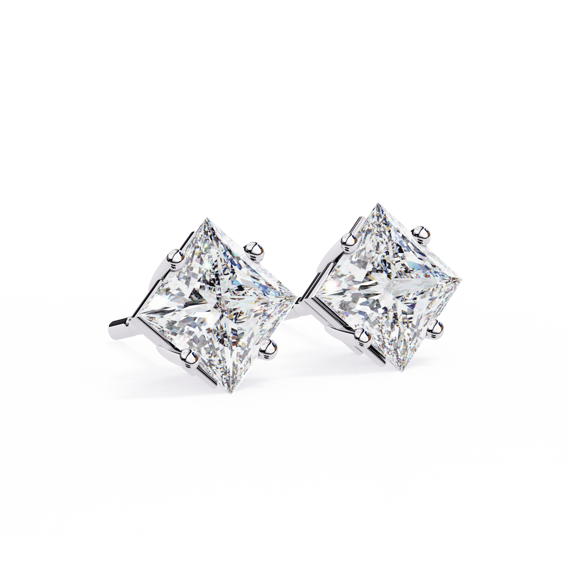 Aanya- The Edge Set Princess Stud — diamond stud earrings — lab grown diamond and natural diamond — 18k white gold and platinum — Carat House