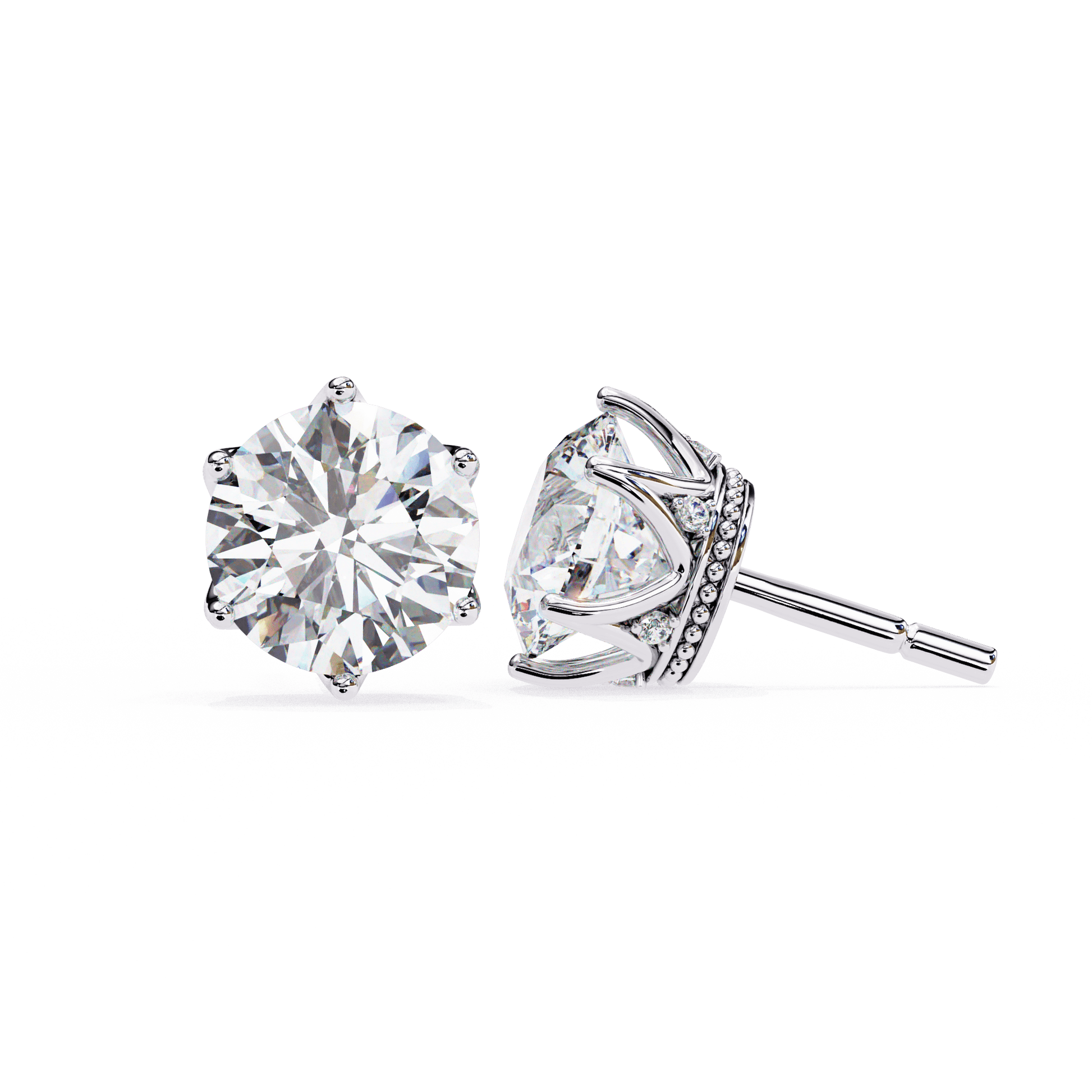 Alexandria The Crown Stud earrings by Carat House Dubai, featuring elegant crown-shaped gold and gemstone jewelry.