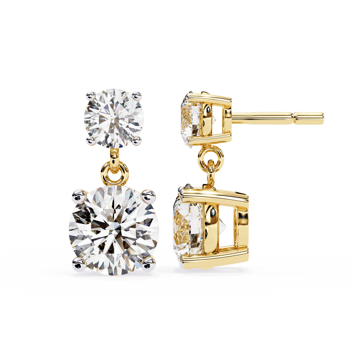 Paige – Round-Cut Diamond Drop Studs