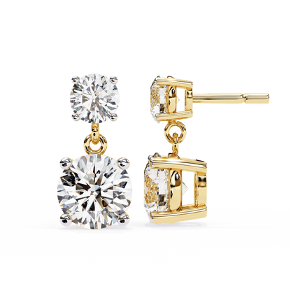 Paige – Round-Cut Diamond Drop Studs