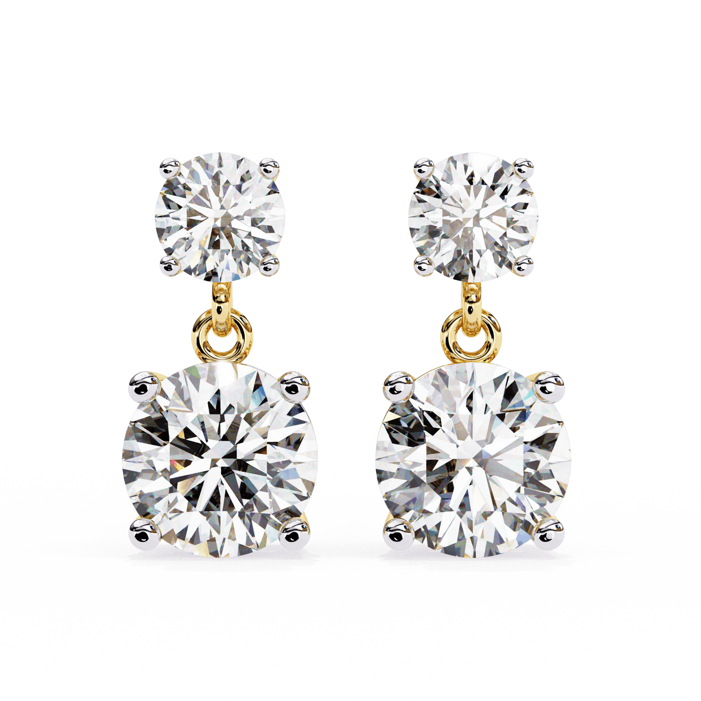 Paige – Round-Cut Diamond Drop Studs
