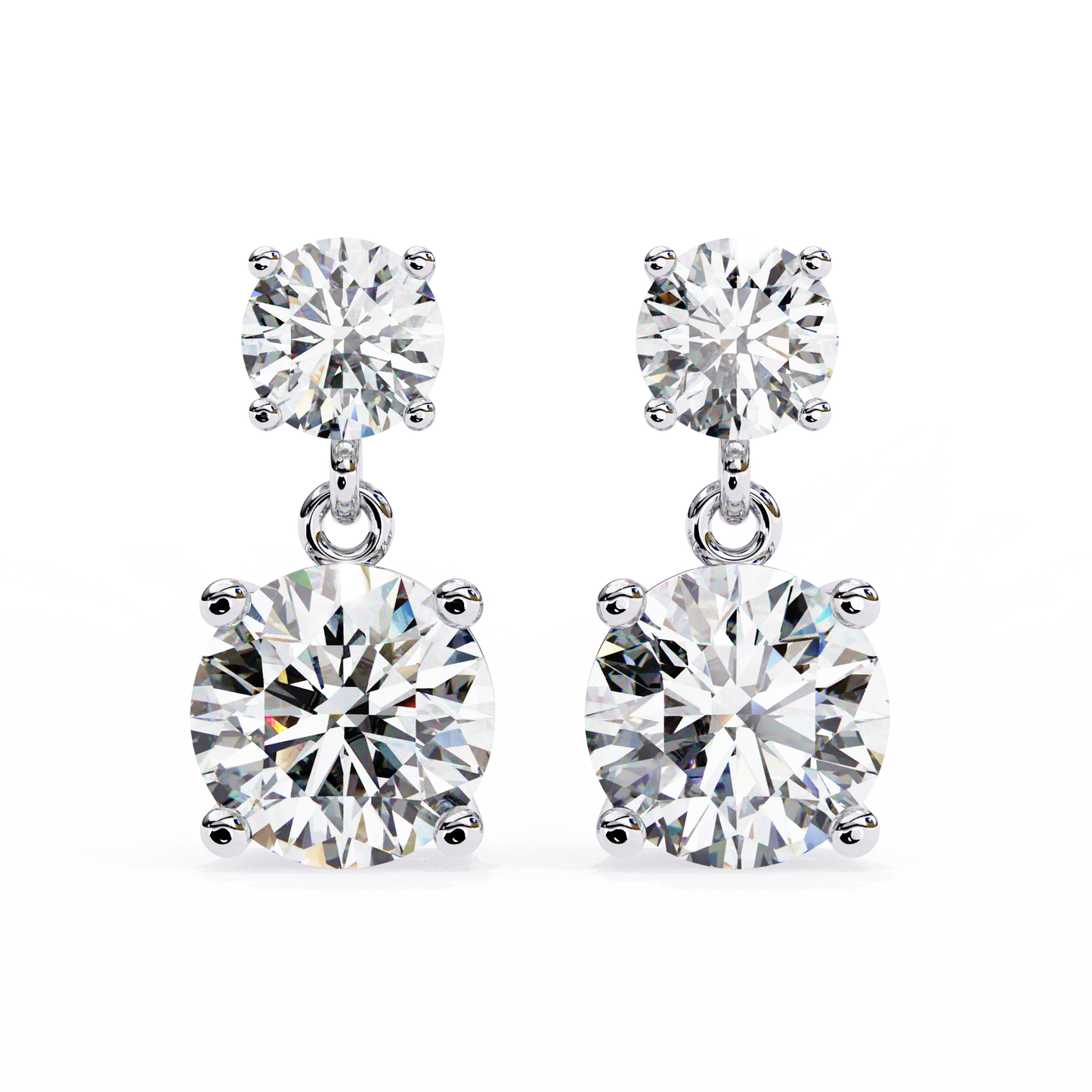 Paige – Round-Cut Diamond Drop Studs