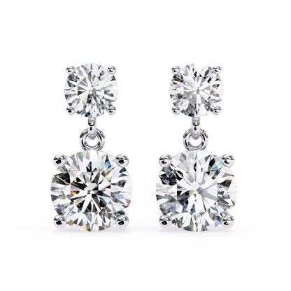 Paige – Round-Cut Diamond Drop Studs