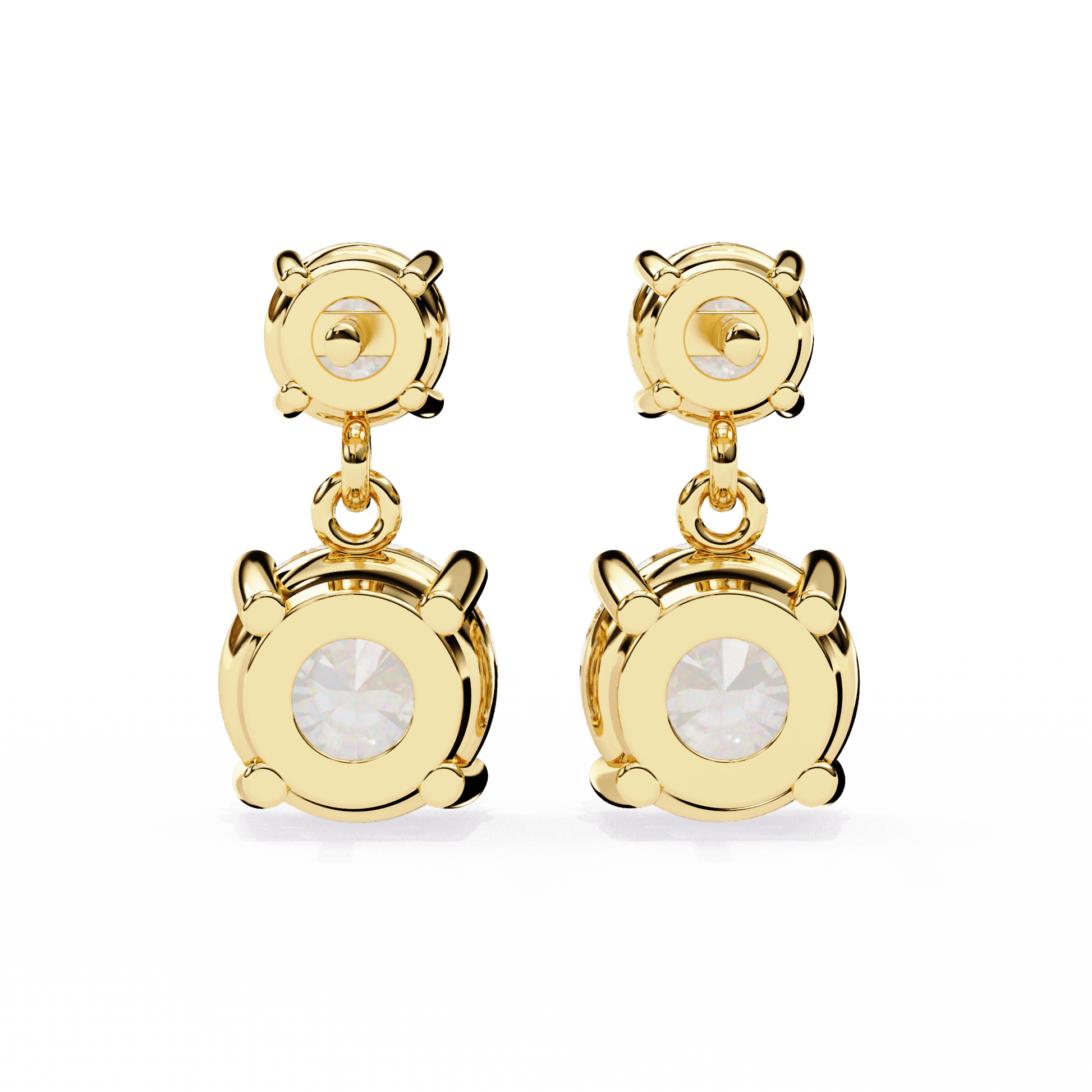 Paige round-cut diamond drop stud earrings by Carat House Dubai showcasing sparkling diamonds and elegant design.