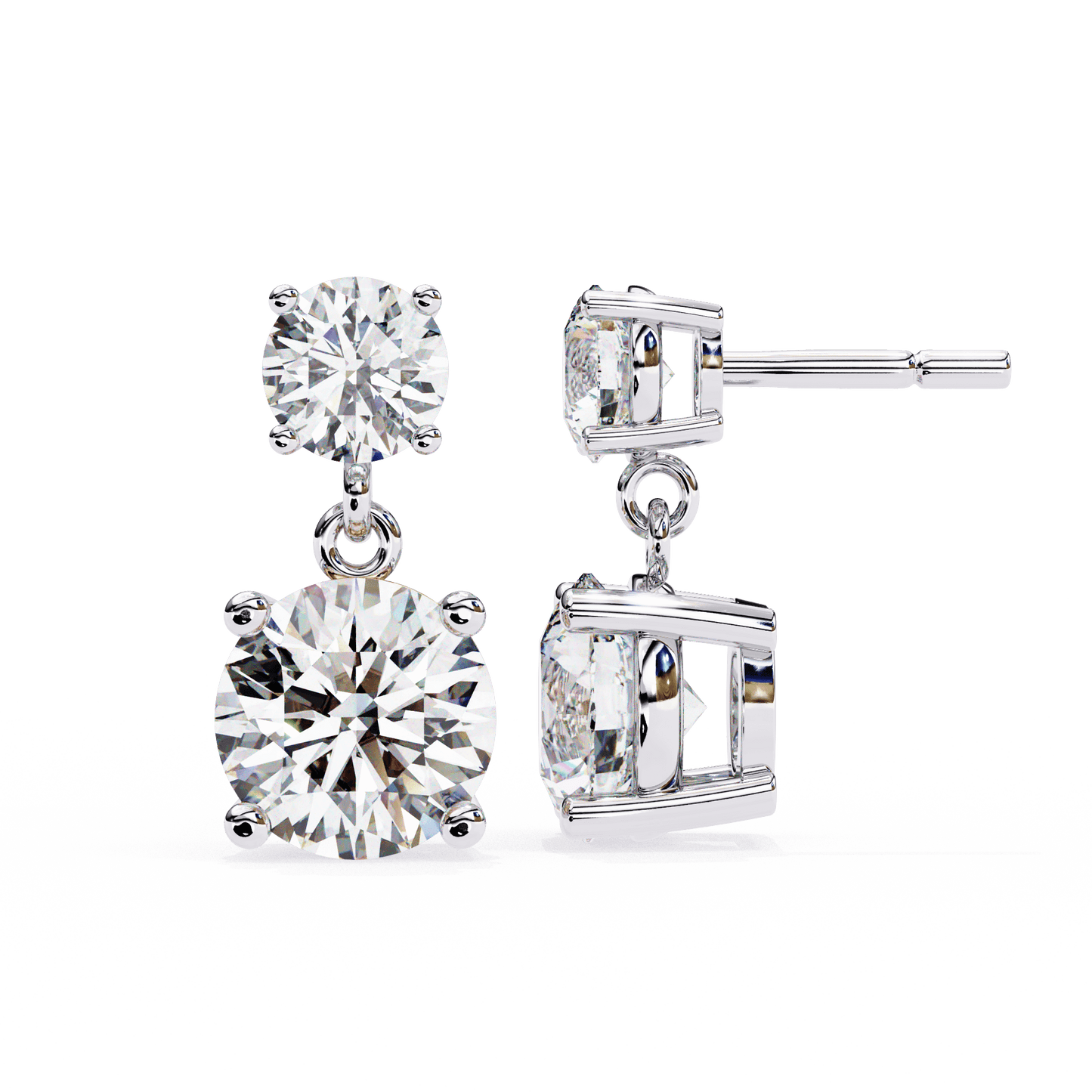 Paige – Round-Cut Diamond Drop Studs