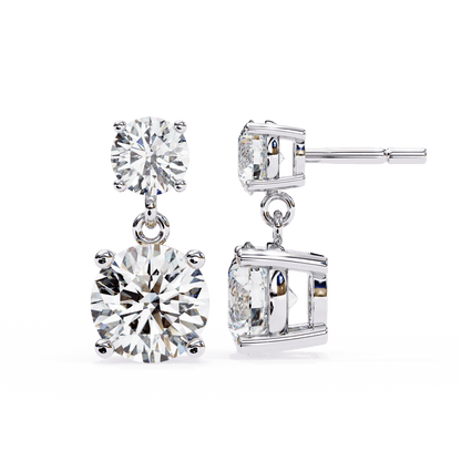 Paige – Round-Cut Diamond Drop Studs
