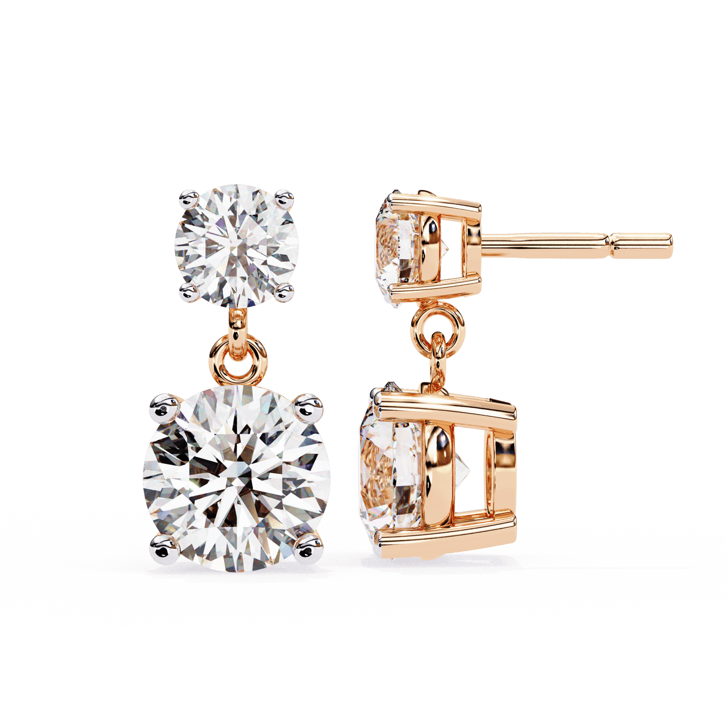 Paige – Round-Cut Diamond Drop Studs