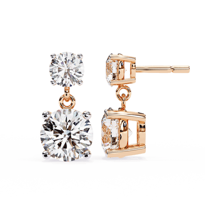 Paige – Round-Cut Diamond Drop Studs