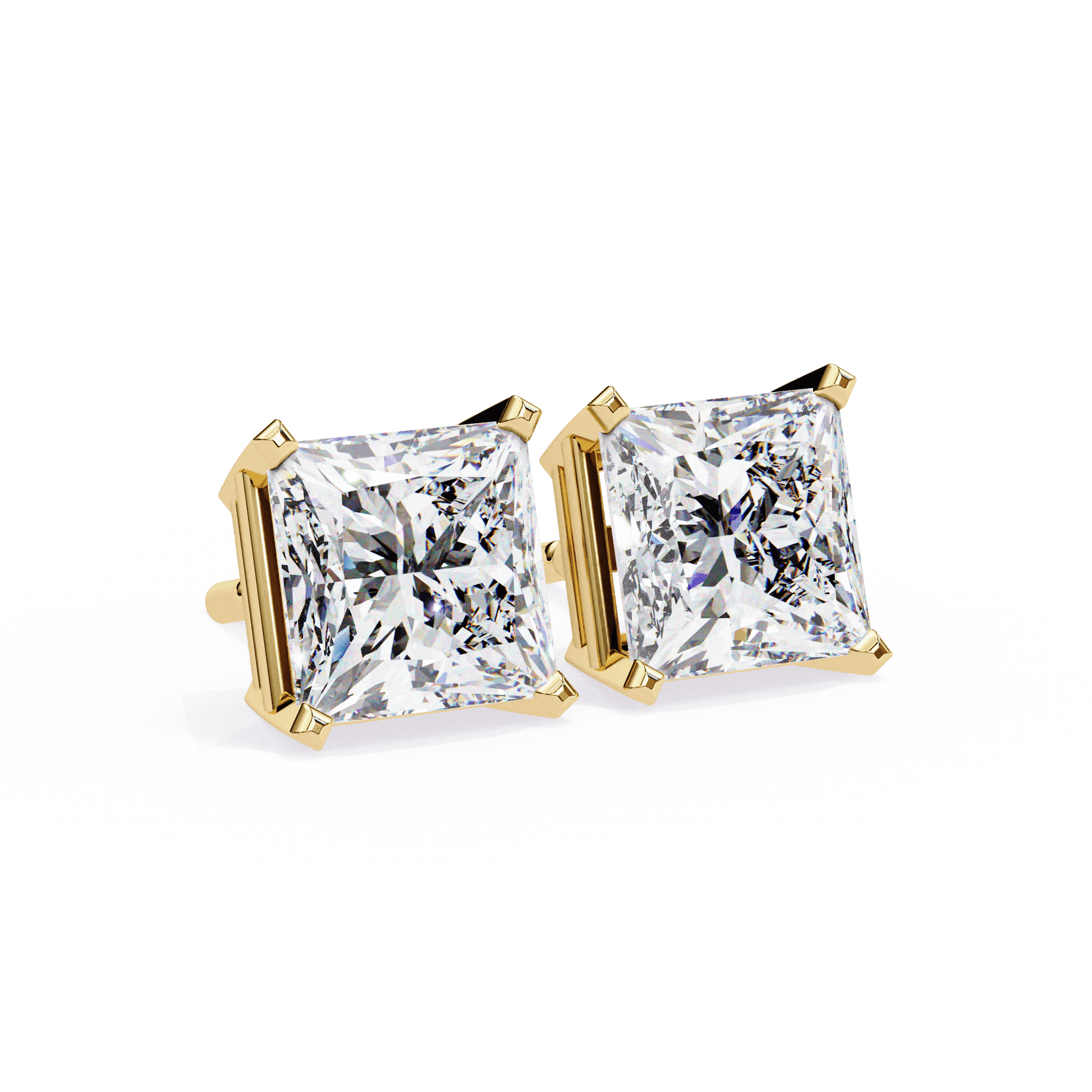 Carat House Dubai Abigail Classic Princess Stud earrings featuring elegant, sparkling gemstone design on a silver setting.