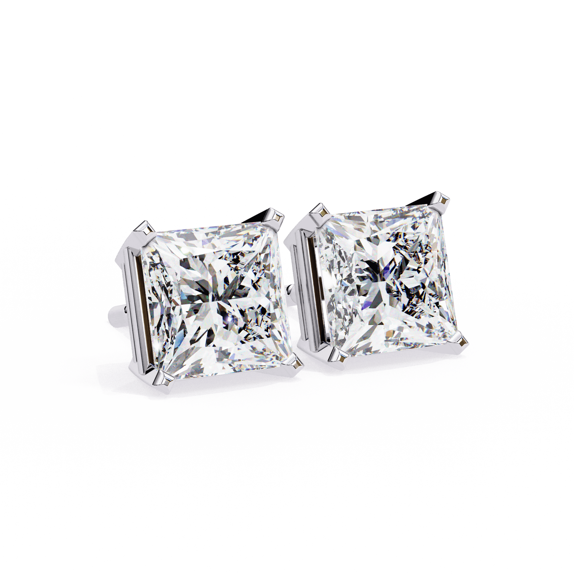 Elegant Abigail classic princess stud earrings by Carat House Dubai featuring sparkling clear gemstones and a timeless design.