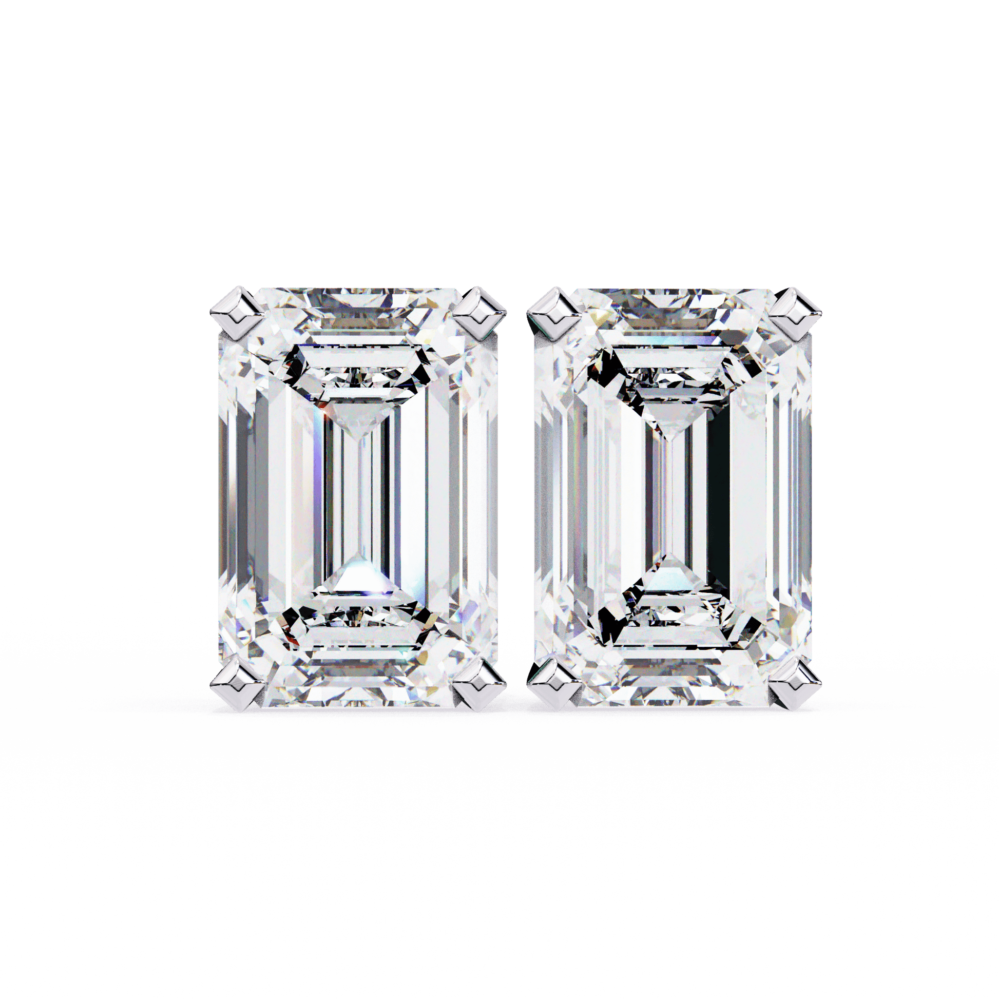 Anne- The Classic Emerald Stud — diamond stud earrings — lab grown diamond and natural diamond — 18k white gold and platinum — Carat House