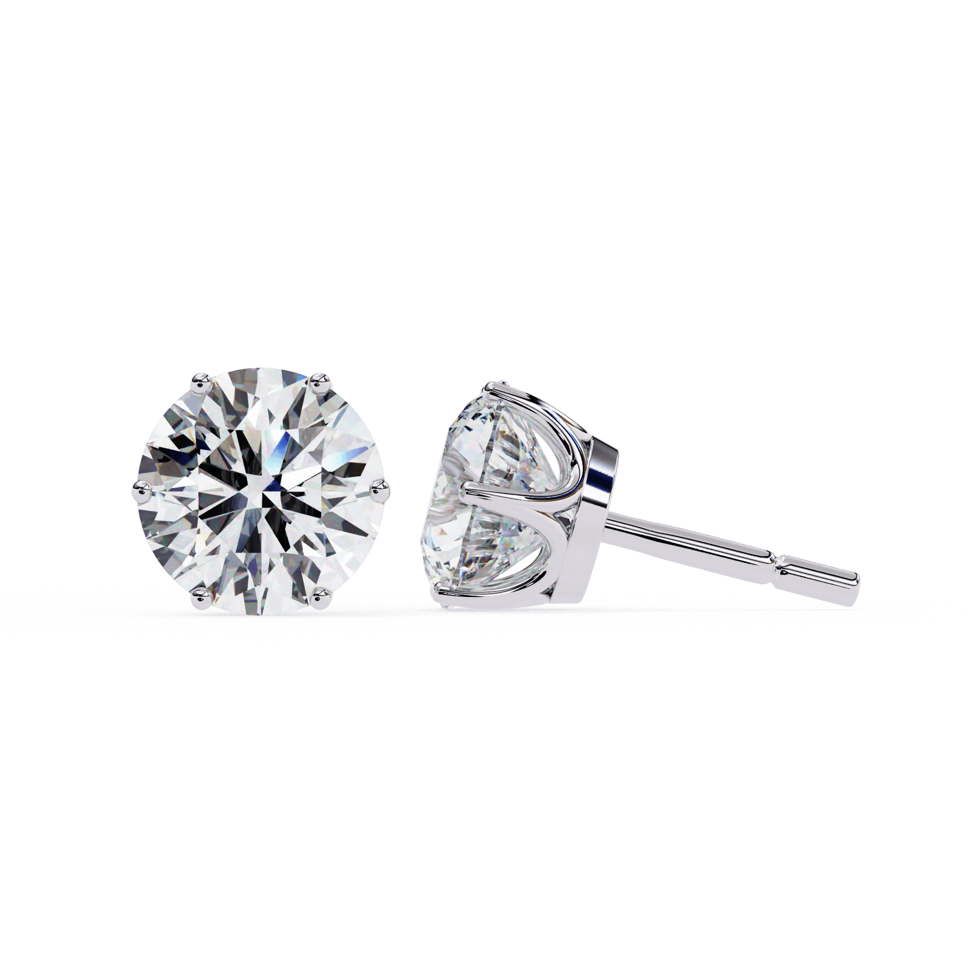 Alicia Classic 6 Prong Stud by Carat House Dubai featuring a sparkling gemstone set in a sleek silver setting.