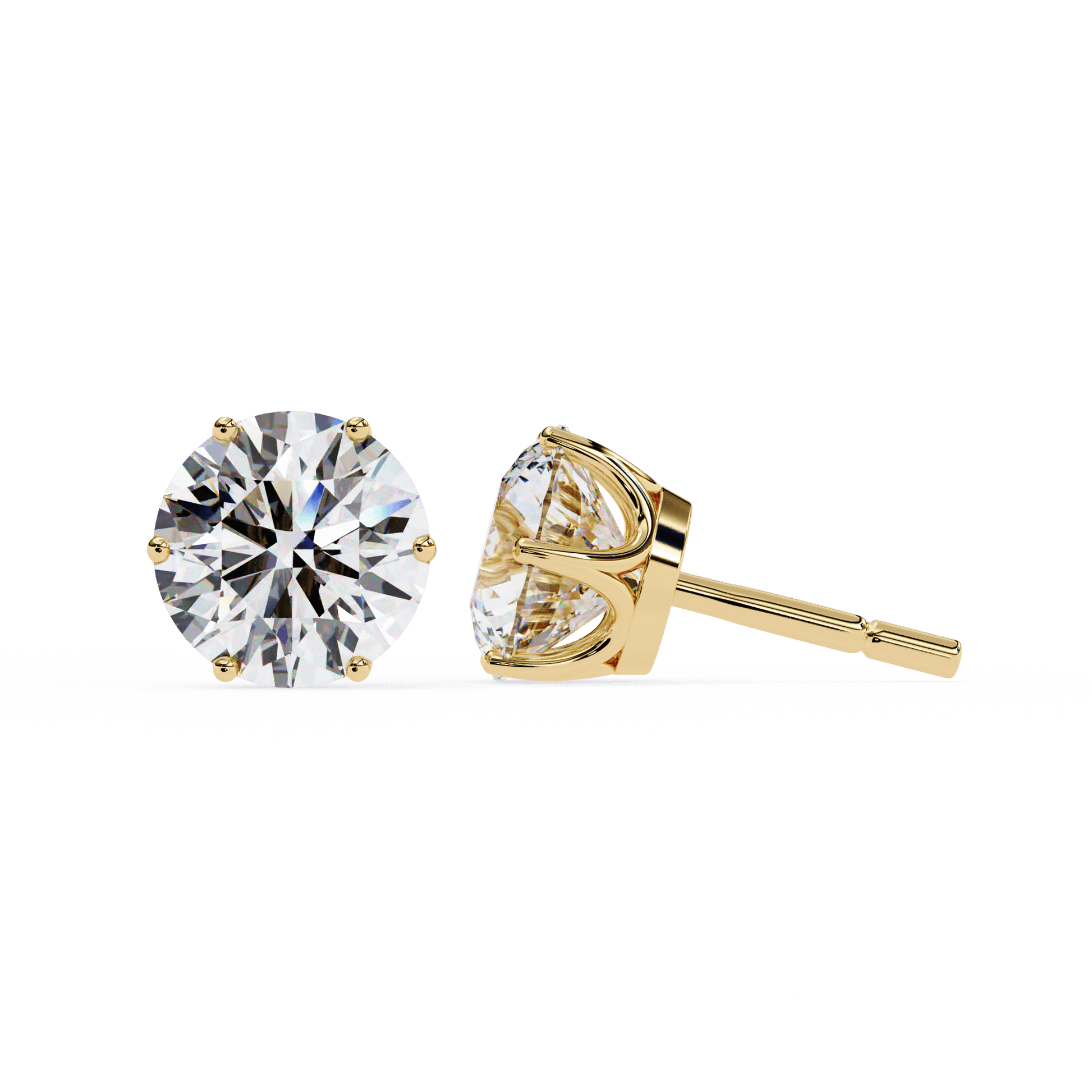 Alicia Classic 6 Prong Stud earring by Carat House Dubai, featuring a sleek gold design with a central gemstone setting.