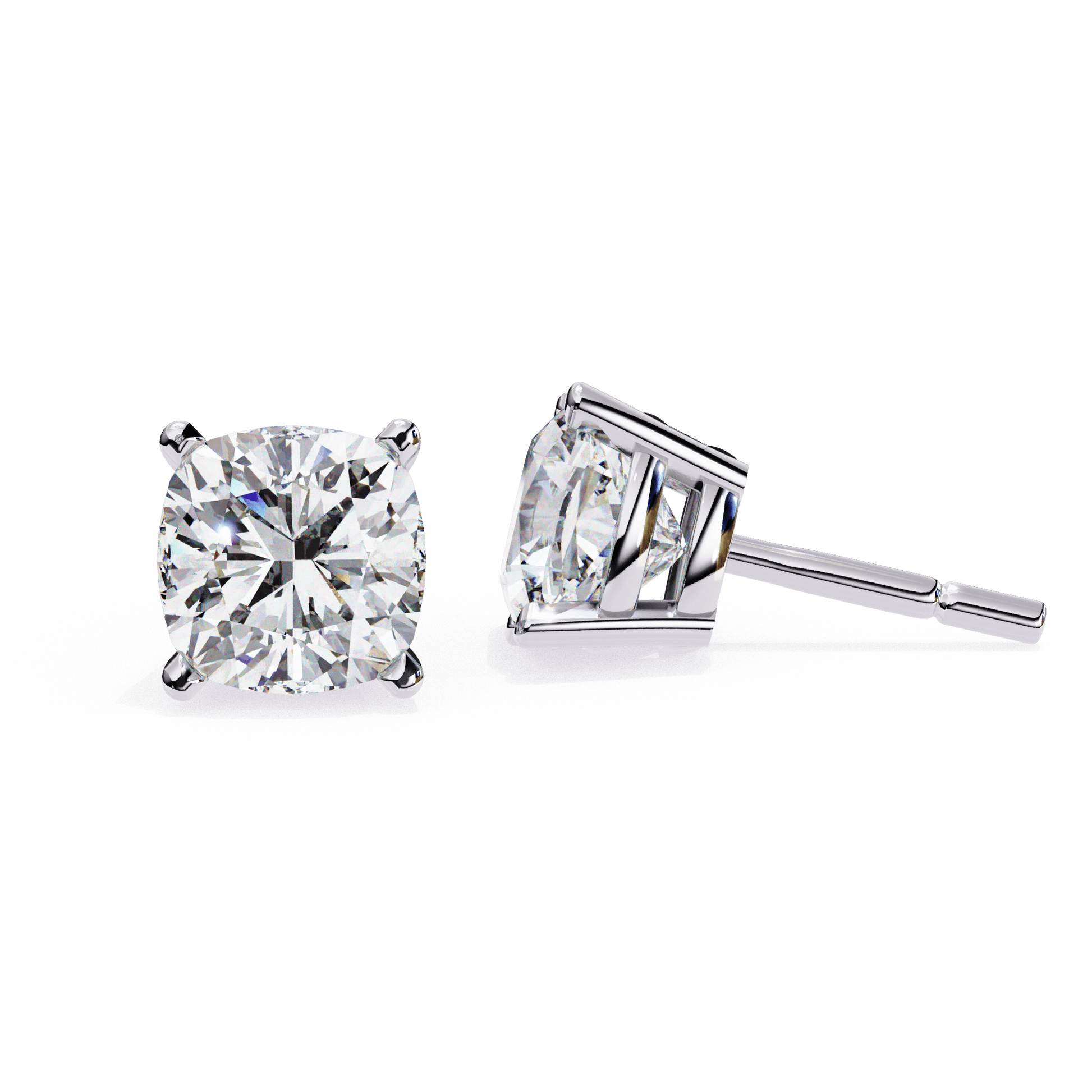 Ariel Classic Cushion-Cut Stud Earrings by Carat House Dubai featuring sparkling cushion-cut gemstones on a silver setting