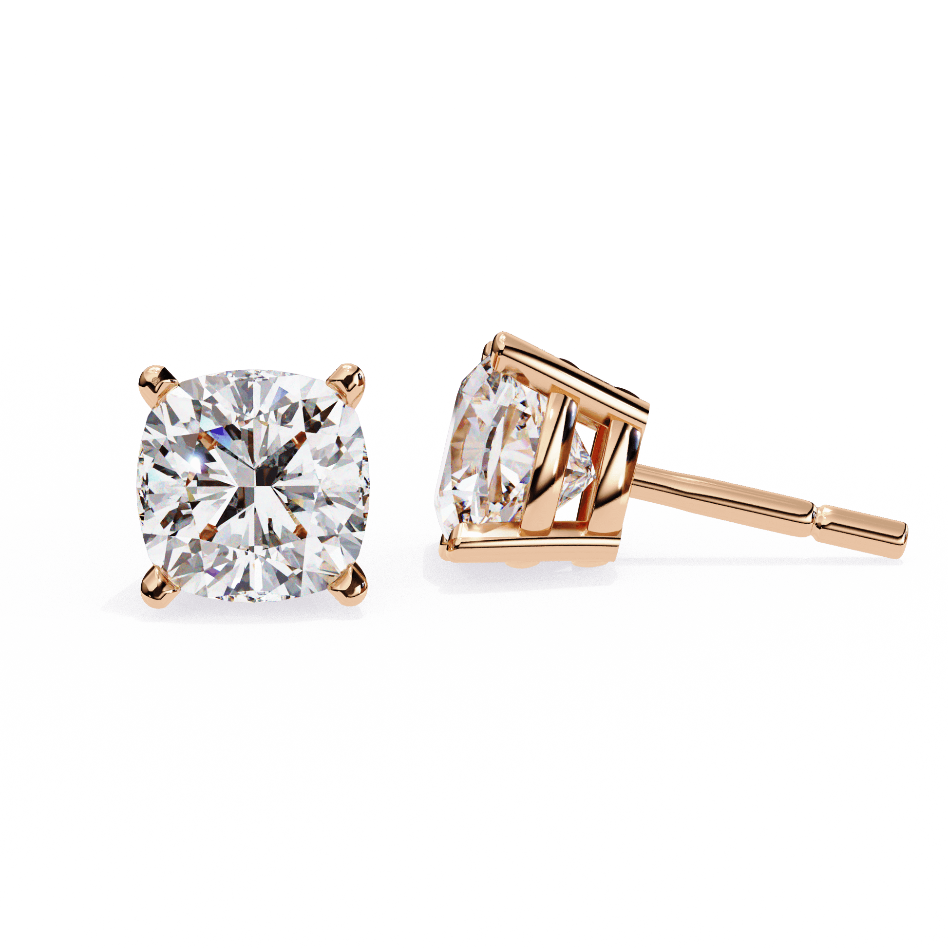 Ariel classic cushion-cut studs by Carat House Dubai featuring sparkling gemstone earrings mounted on a silver setting.