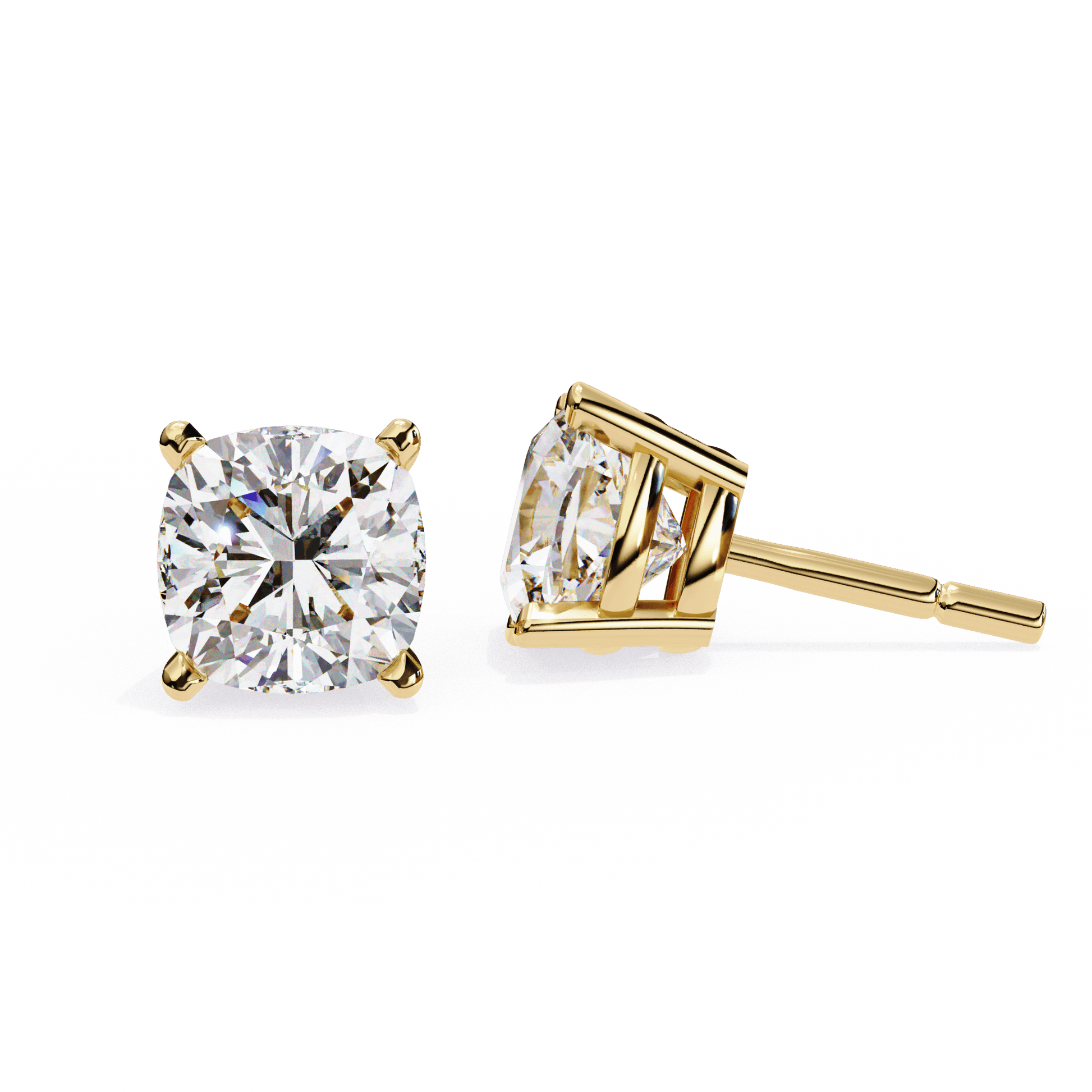 Ariel classic cushion-cut diamond studs with sparkling clarity and elegant design, crafted by Carat House Dubai.