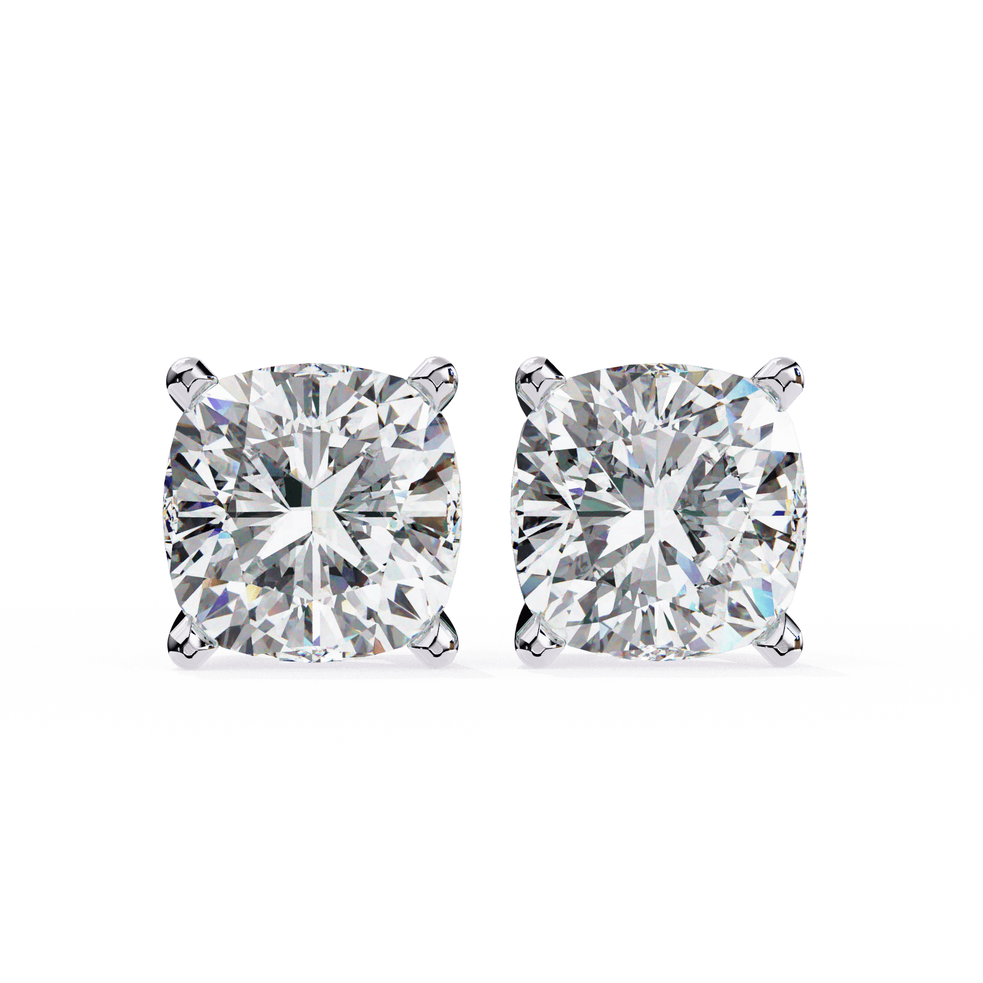 Ariel- Classic Cushion-Cut Studs — diamond stud earrings — lab grown diamond and natural diamond — 18k white gold and platinum — Carat House