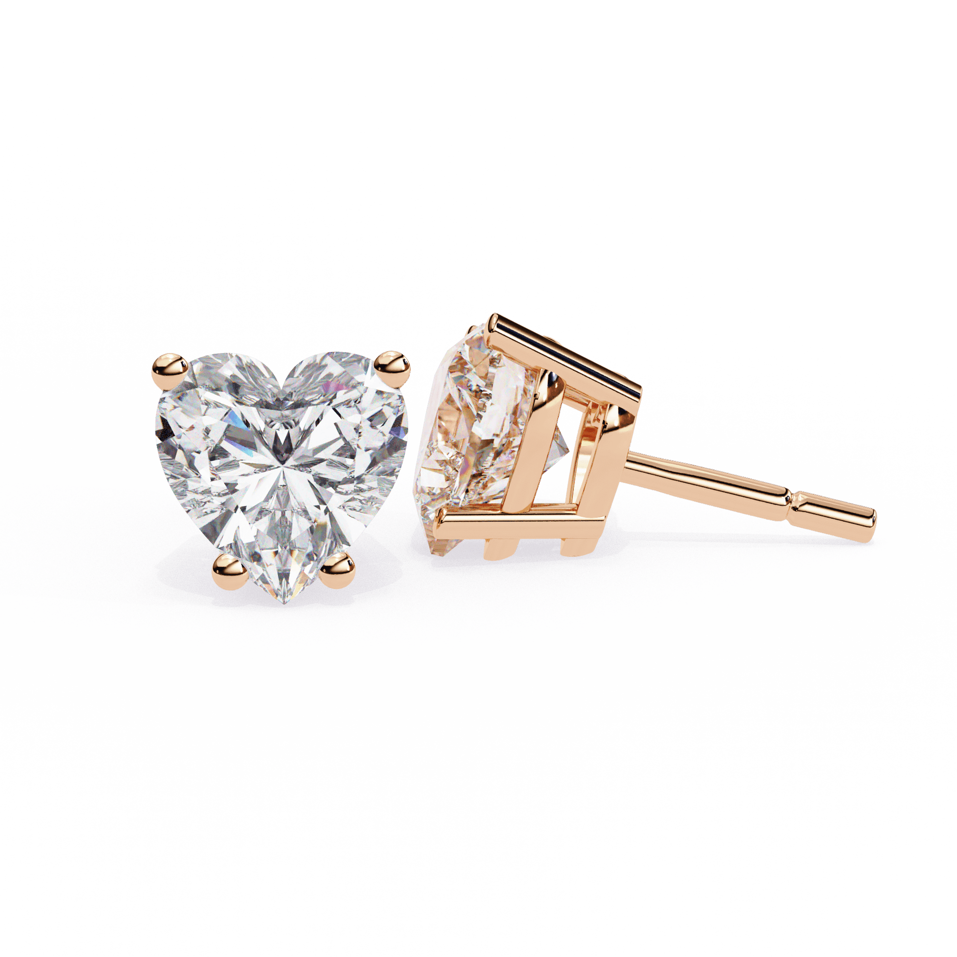 Carat House Dubai Aya Classic Heart-Cut Stud Earrings featuring sparkling heart-shaped gemstones on silver studs