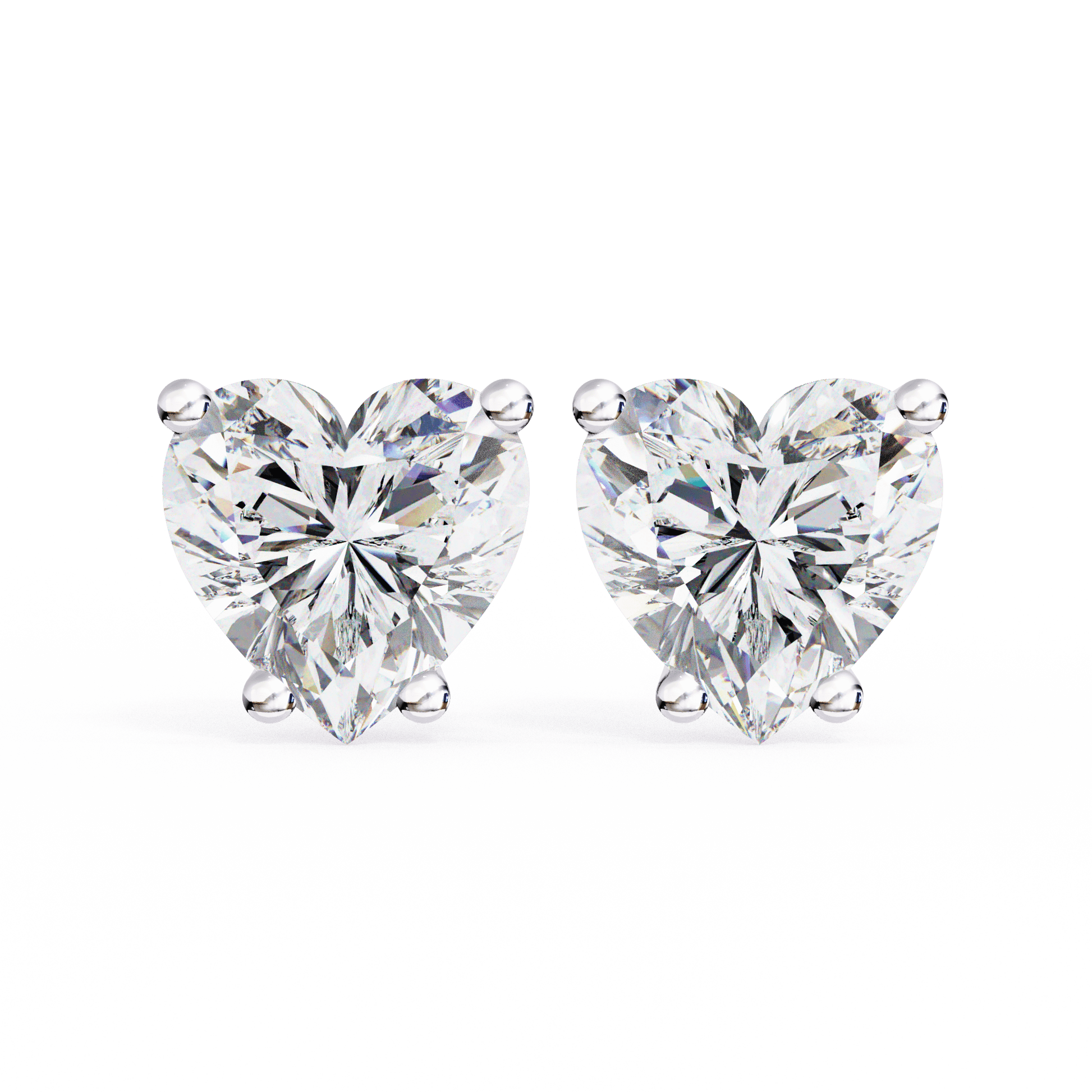 Aya- Classic Heart-Cut Studs — diamond stud earrings — lab grown diamond and natural diamond — 18k white gold and platinum — Carat House