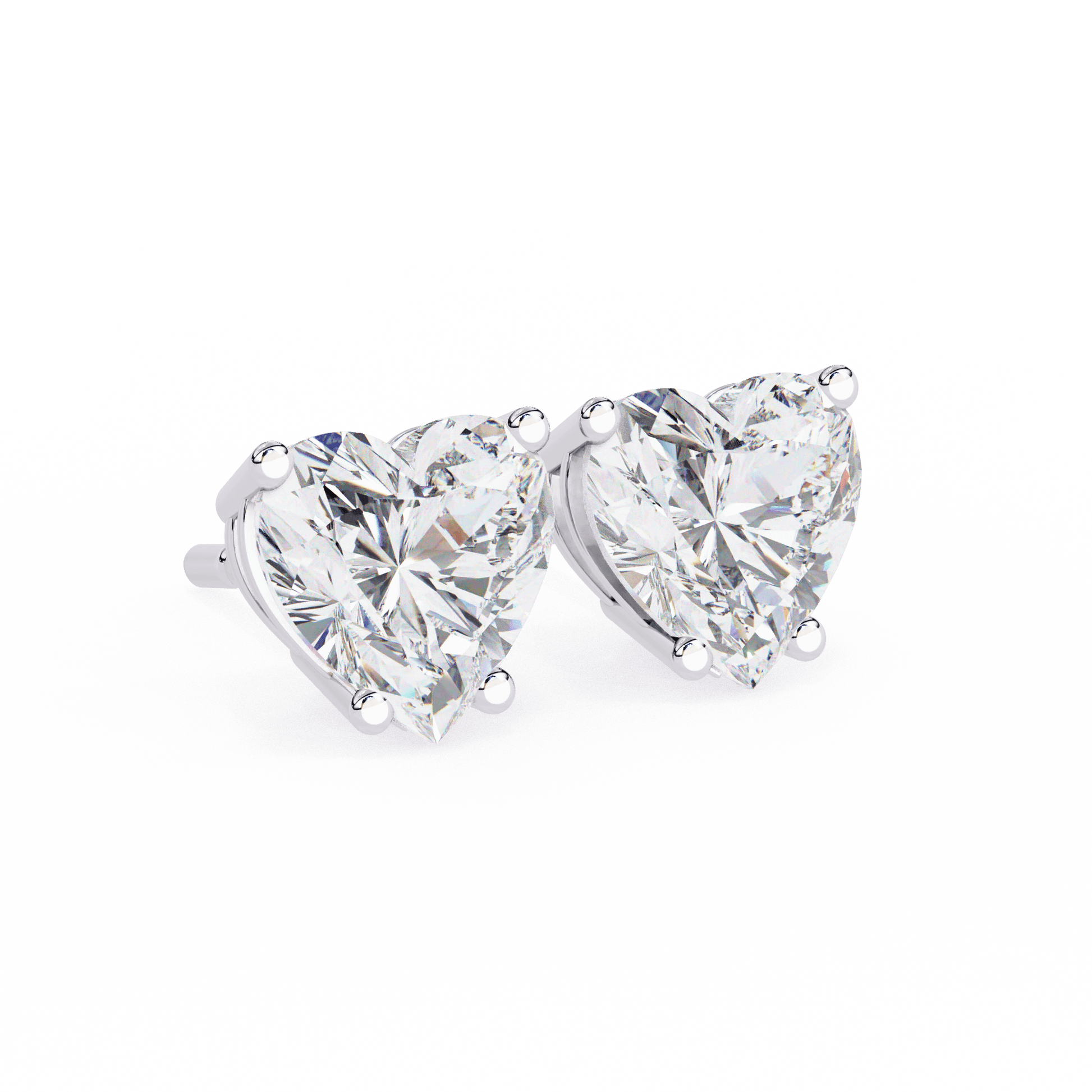 Elegant Carat House Dubai Aya-Classic Heart-Cut Studs with sparkling heart-shaped gemstones on a silver setting.