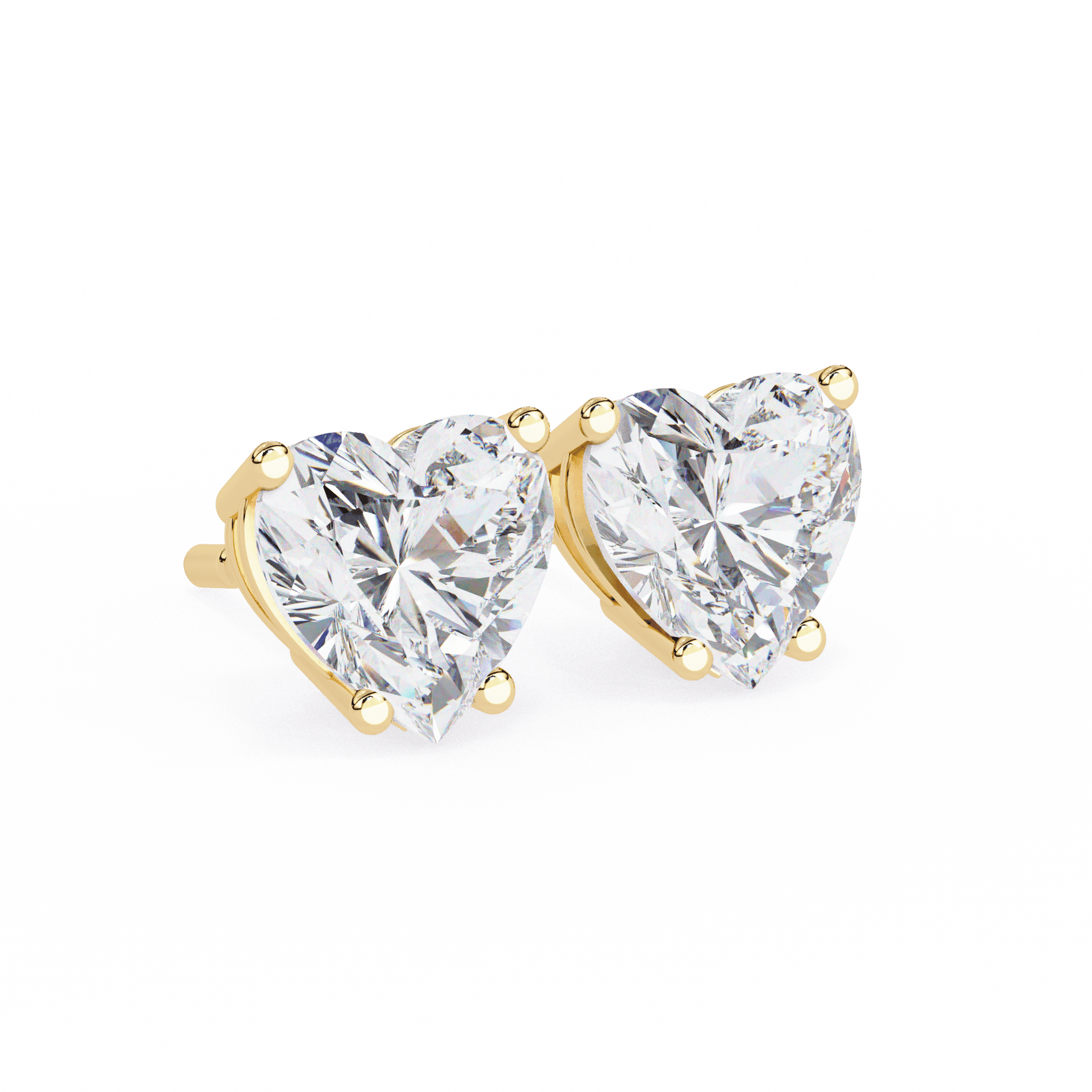 Carat House Dubai Aya Classic Heart-Cut Stud Earrings with sparkling heart-shaped design and gold-tone setting.