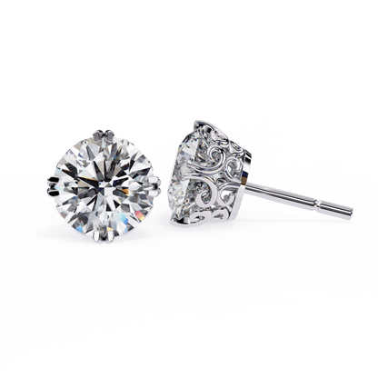 Alyssa – Double Prong Filigree Diamond Studs