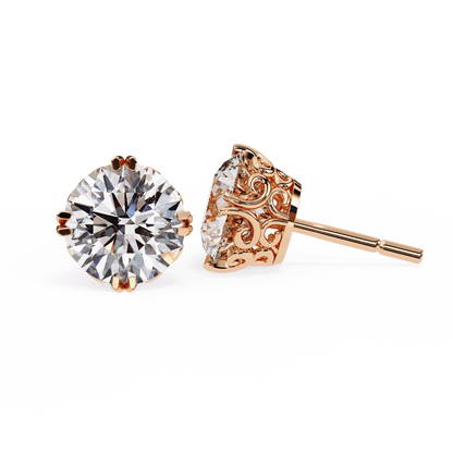 Alyssa – Double Prong Filigree Diamond Studs