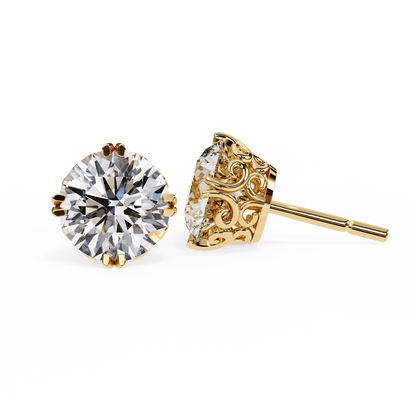 Alyssa – Double Prong Filigree Diamond Studs