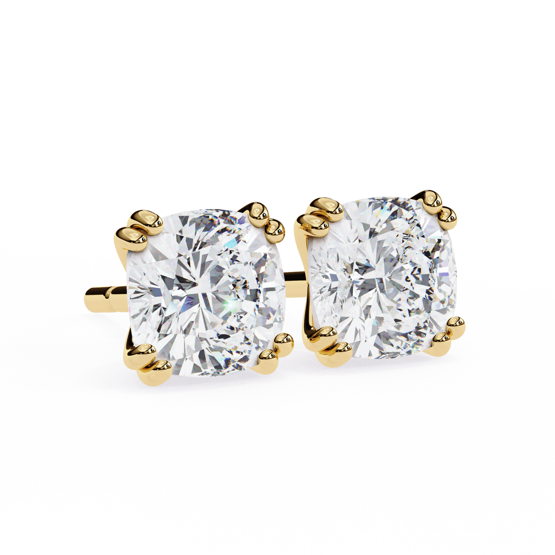 Double prong cushion stud earring by Carat House Dubai featuring sleek, modern design and polished silver finish.