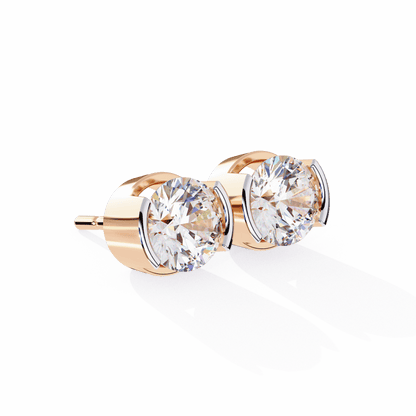 Amy- Semi Bezel Round Diamond Studs