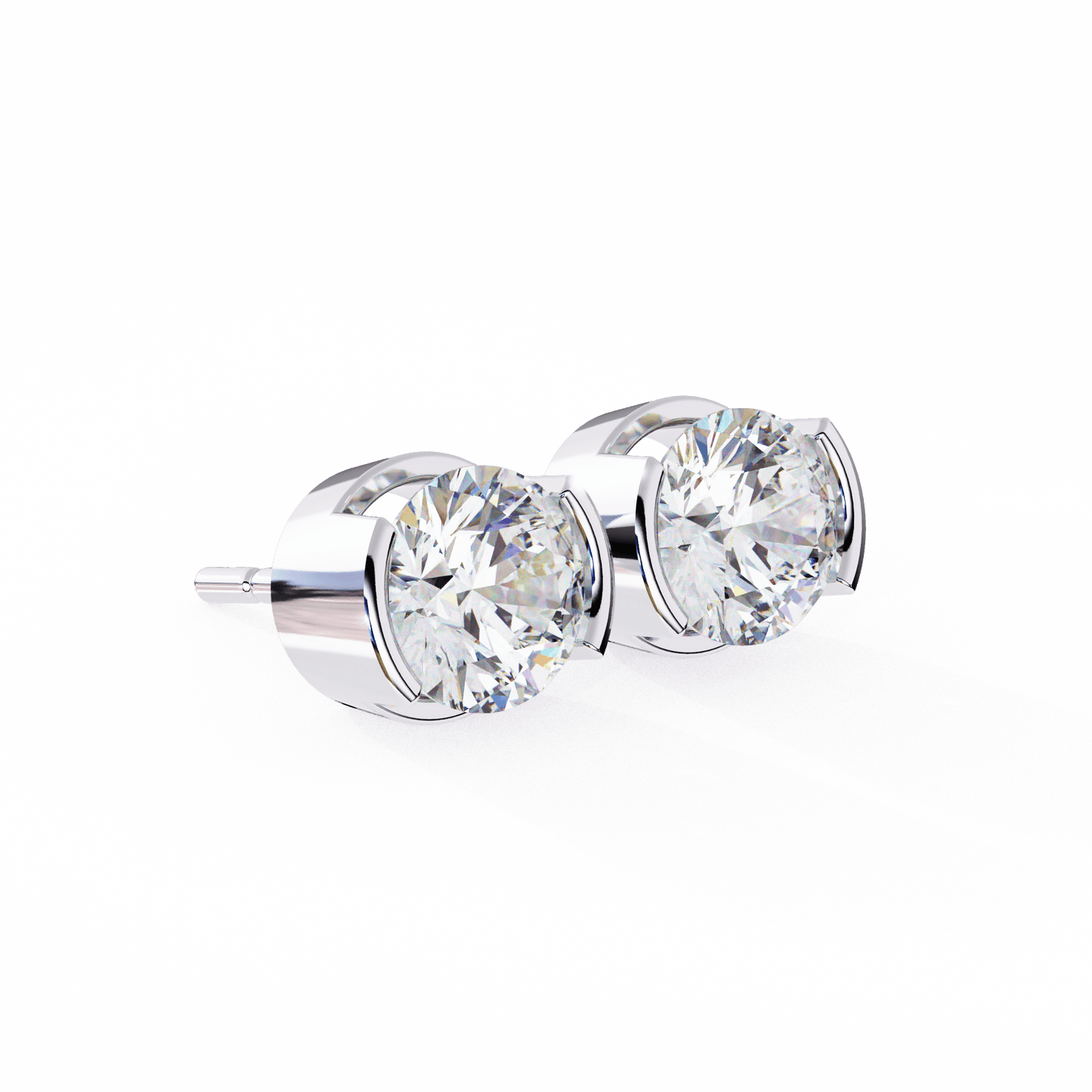 Amy- Semi Bezel Round Diamond Studs