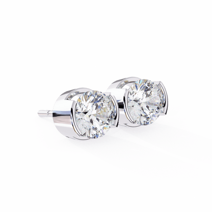 Amy- Semi Bezel Round Diamond Studs