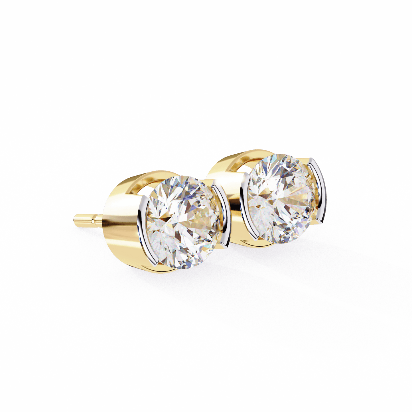 Amy- Semi Bezel Round Diamond Studs