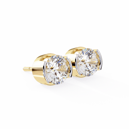 Amy- Semi Bezel Round Diamond Studs