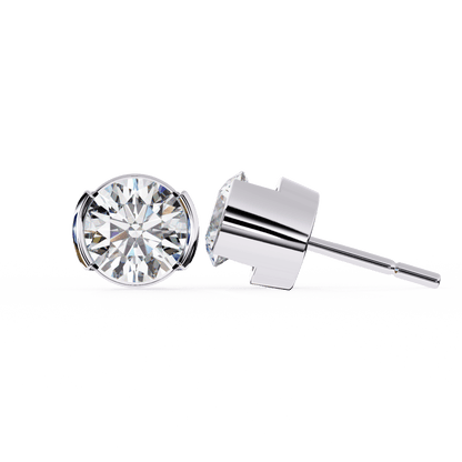 Amy- Semi Bezel Round Diamond Studs