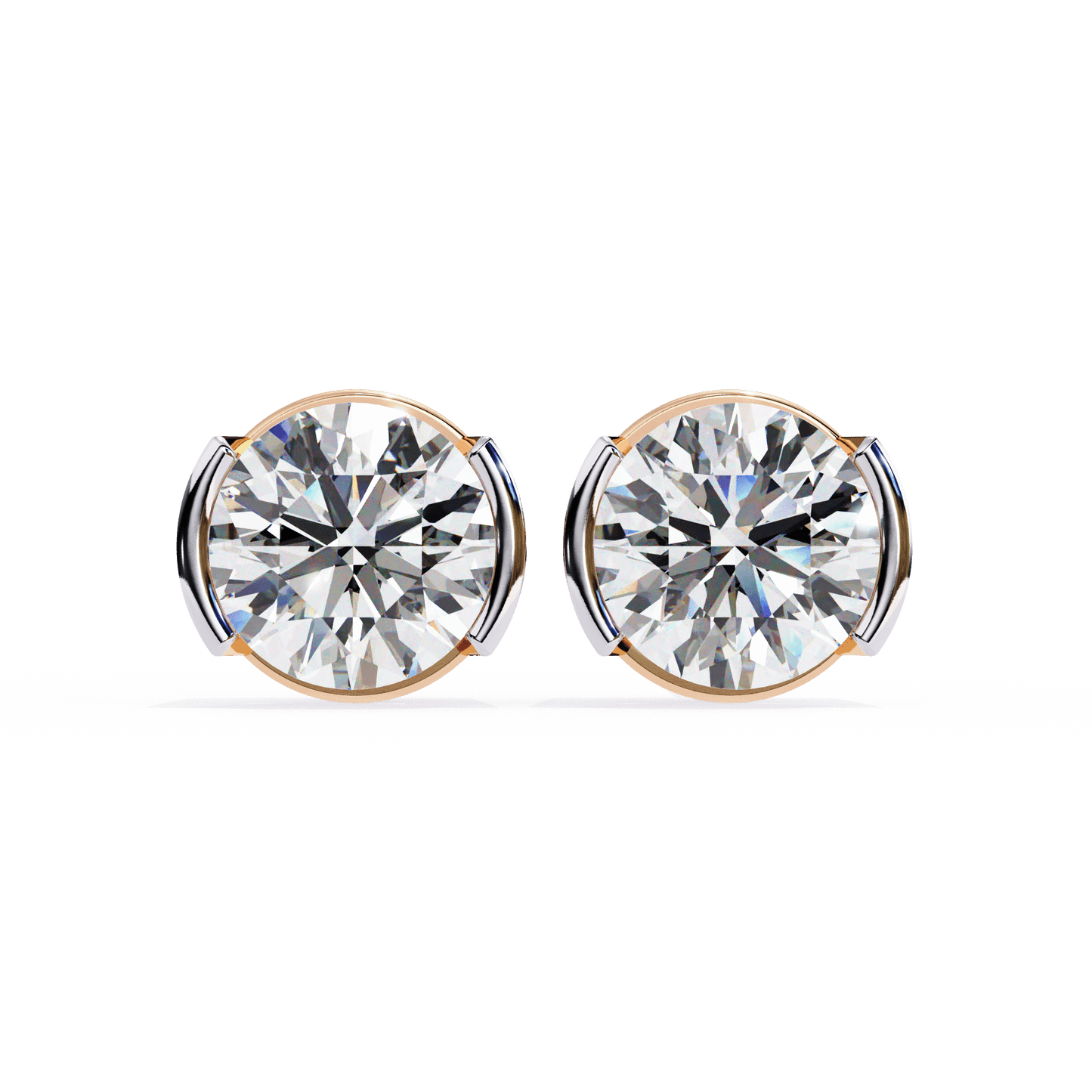 Amy- Semi Bezel Round Diamond Studs