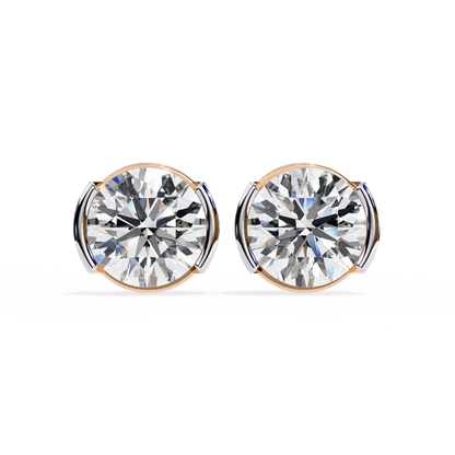 Amy- Semi Bezel Round Diamond Studs