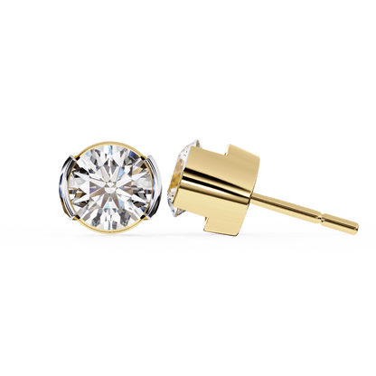 Amy- Semi Bezel Round Diamond Studs
