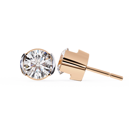 Amy- Semi Bezel Round Diamond Studs