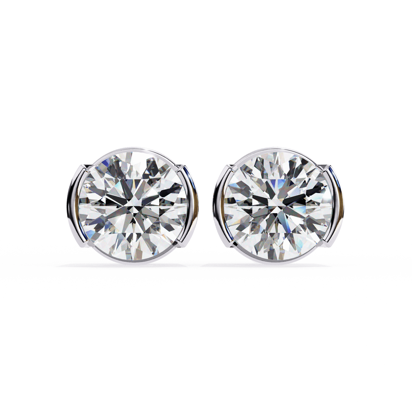 Amy- Semi Bezel Round Diamond Studs