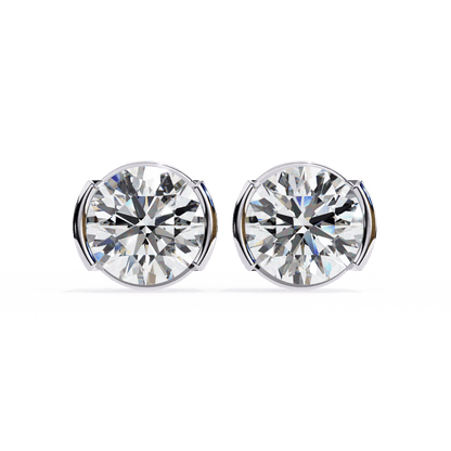 Amy- Semi Bezel Round Diamond Studs