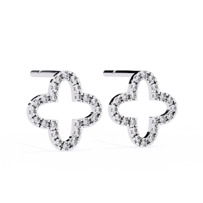 Lune – Diamond Quatrefoil Studs