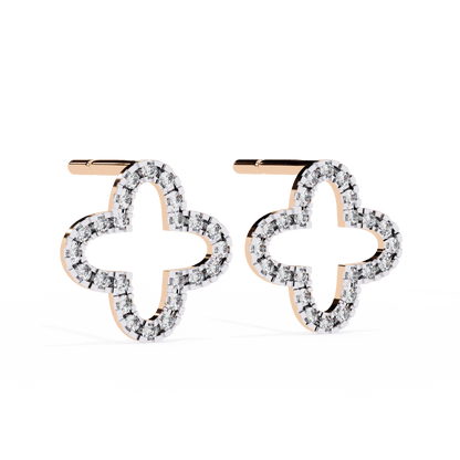 Lune – Diamond Quatrefoil Studs