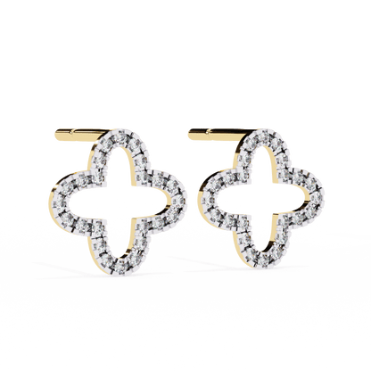 Lune – Diamond Quatrefoil Studs