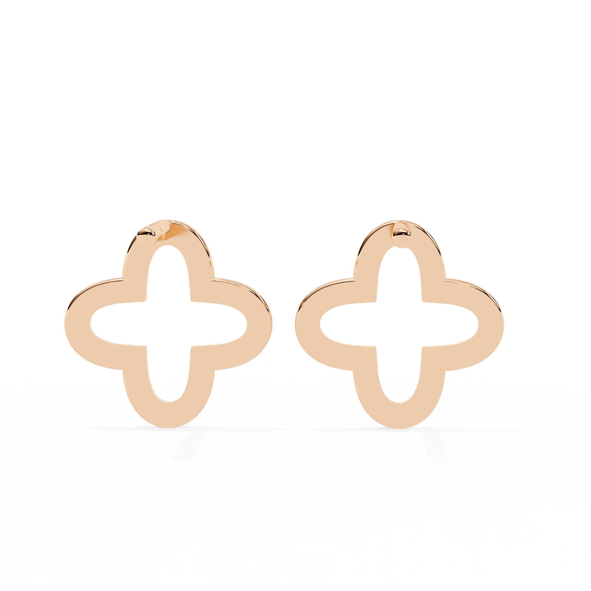 Diamond quatrefoil stud earrings from Carat House Dubai featuring elegant Lune designs and sparkling gemstone accents.