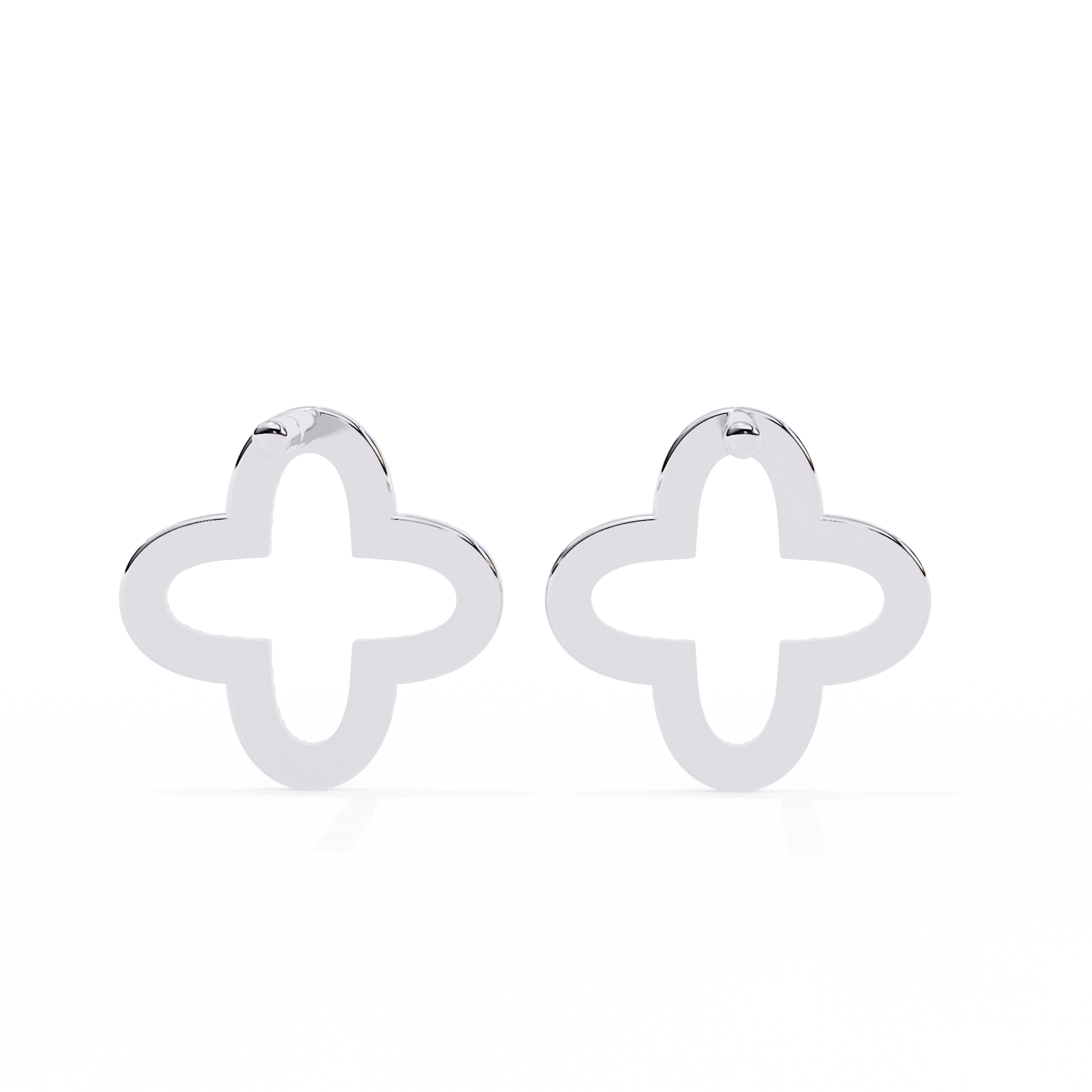 Diamond quatrefoil stud earrings by Carat House Dubai featuring elegant, sparkling designs in a classic jewelry style.