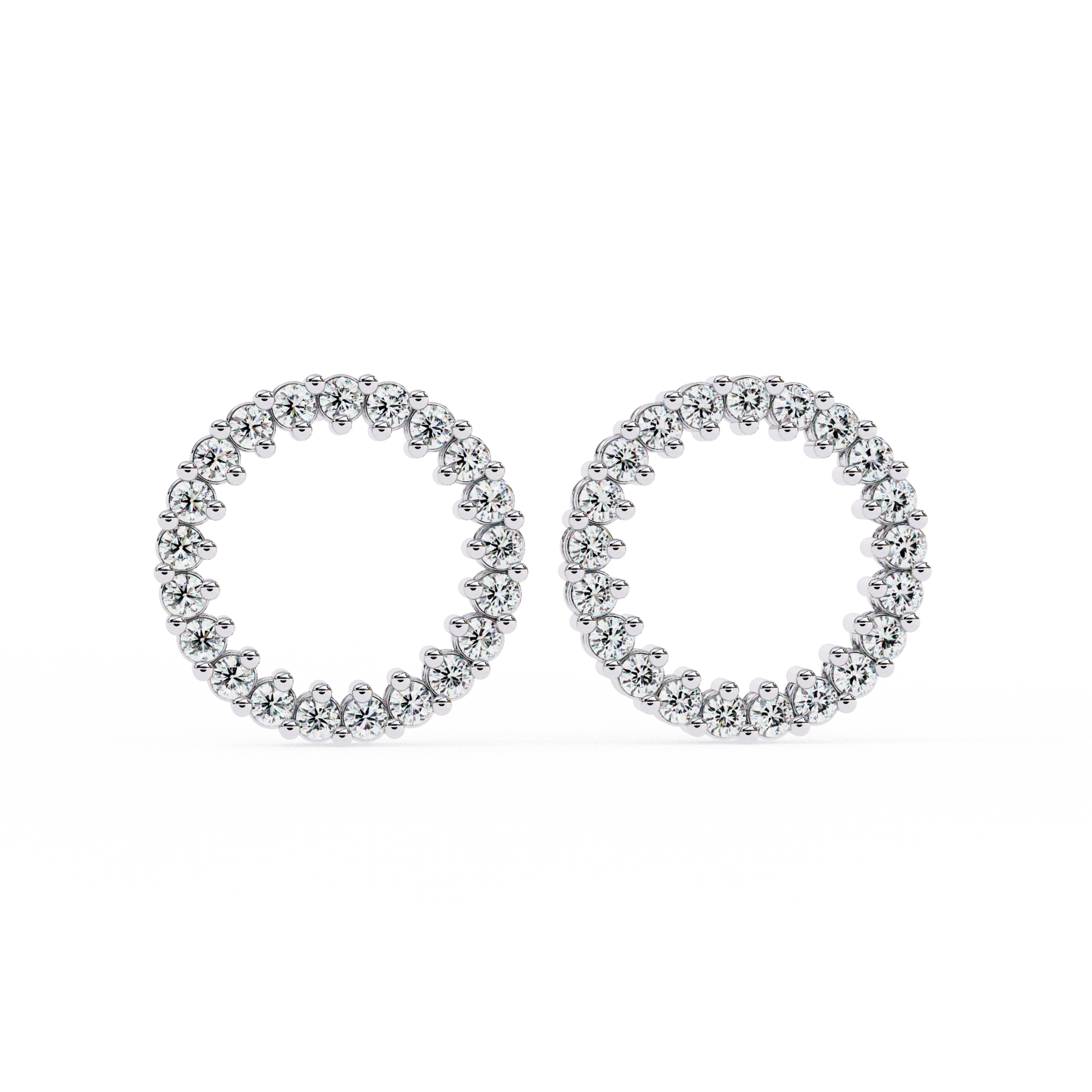 Sofia- Round-Cut Diamond Circle Stud Earrings — diamond stud earrings — lab grown diamond and natural diamond — 18k white gold and platinum — Carat House