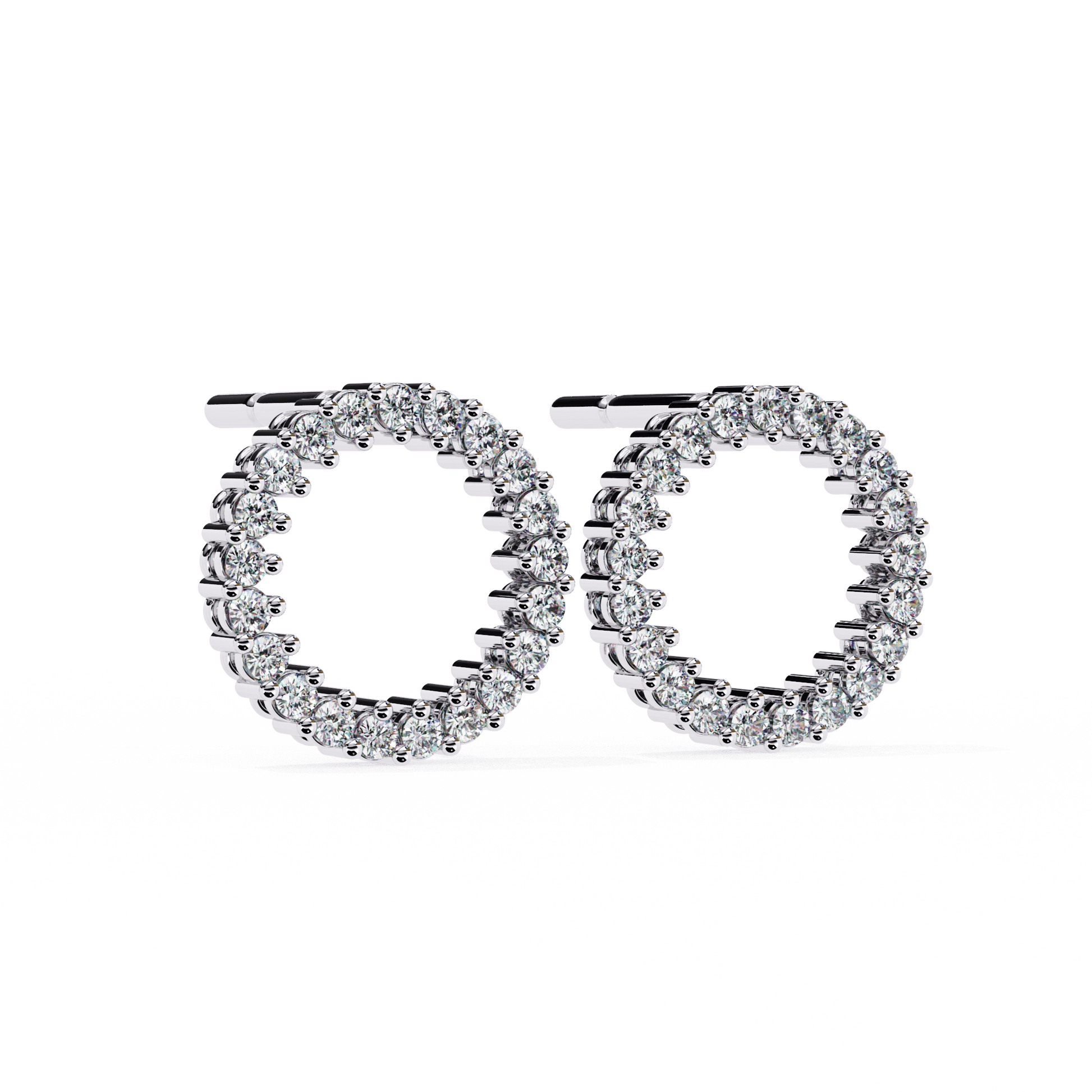 Round-cut diamond circle stud earrings by Carat House Dubai featuring sparkling diamond design and sterling silver settings.