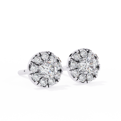 Bonnie – Round Diamond Studs with Illusion Halo